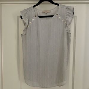 Loft Striped Flutter Sleeve Blouse